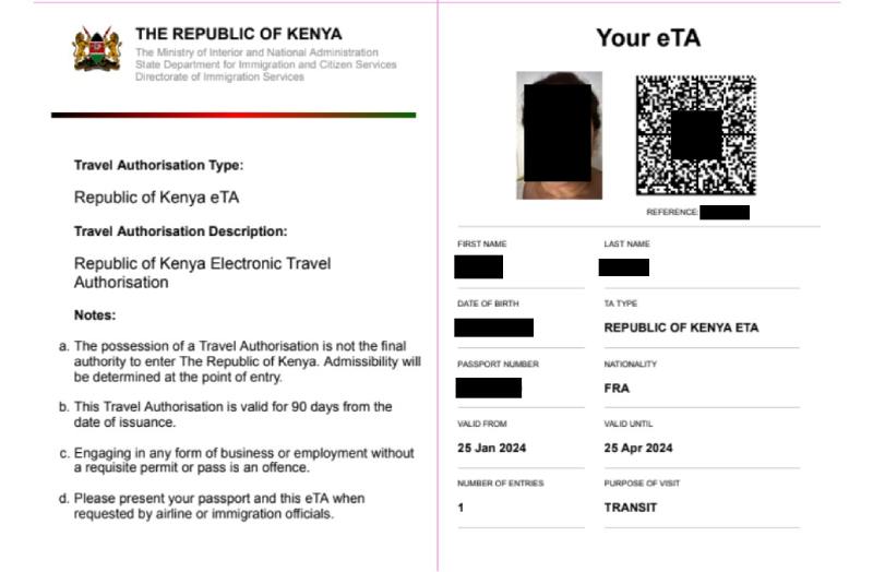 ETA Kenya Formulaire 2024 Document obligatoire